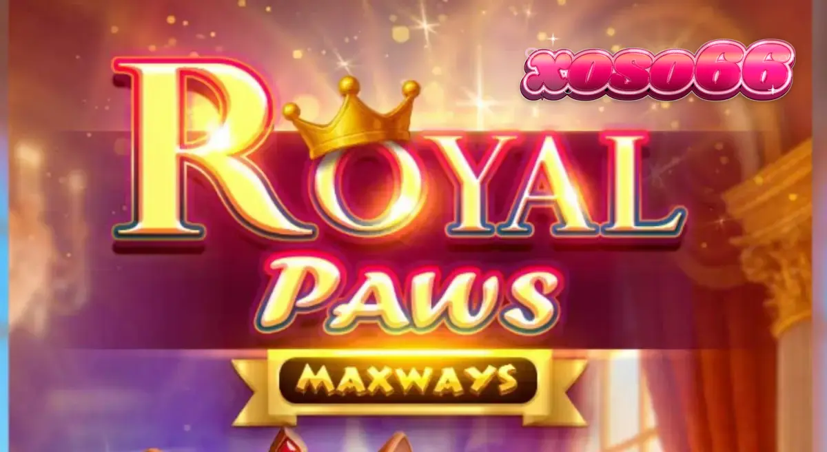 Giao diện trò chơi Royal Paws Maxways với các biểu tượng thú cưng sang trọng